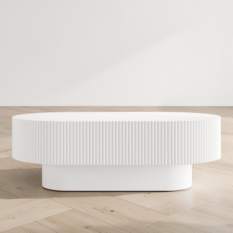 Oval Coffee Table, 19.52" H x 48.43" W x 26.72" D, White