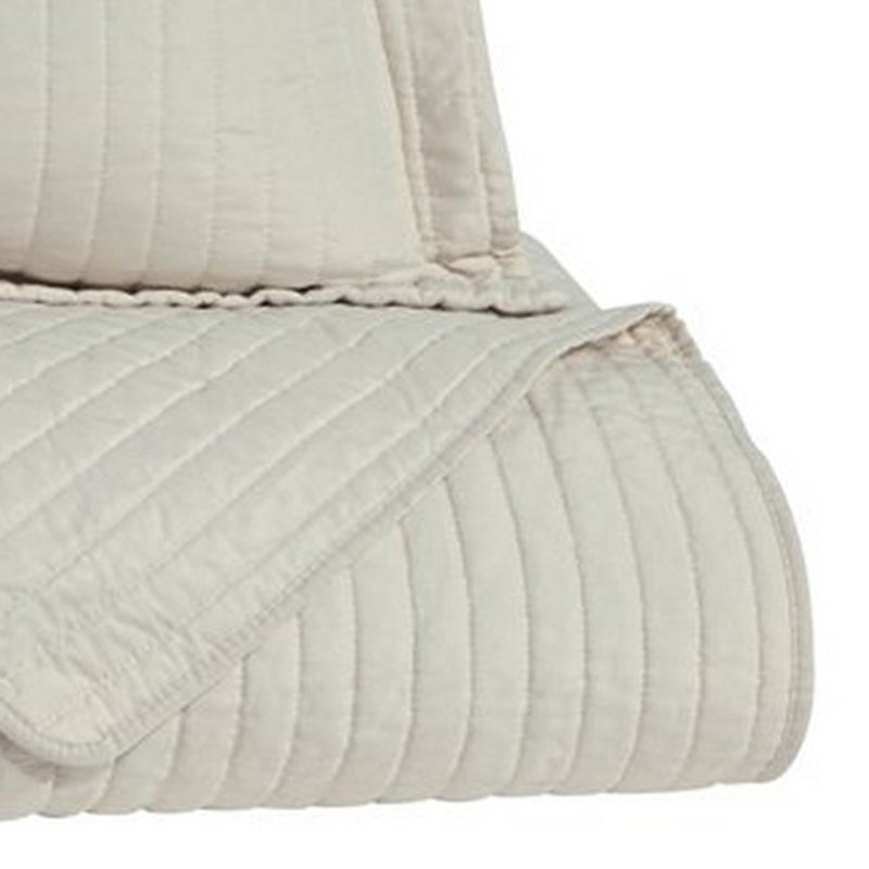Navy King Size Hand-Stitched Coverlet Set