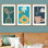 Simplified Graphic Plants " Geometric Pastel Daisy Leaf Flowers Colourful Illustrations Modern Art Decor Nordic Rustic " 3 - Pieces