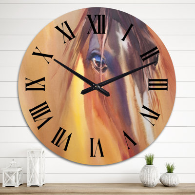 Poulain poulain dans la prairie - Horloge murale