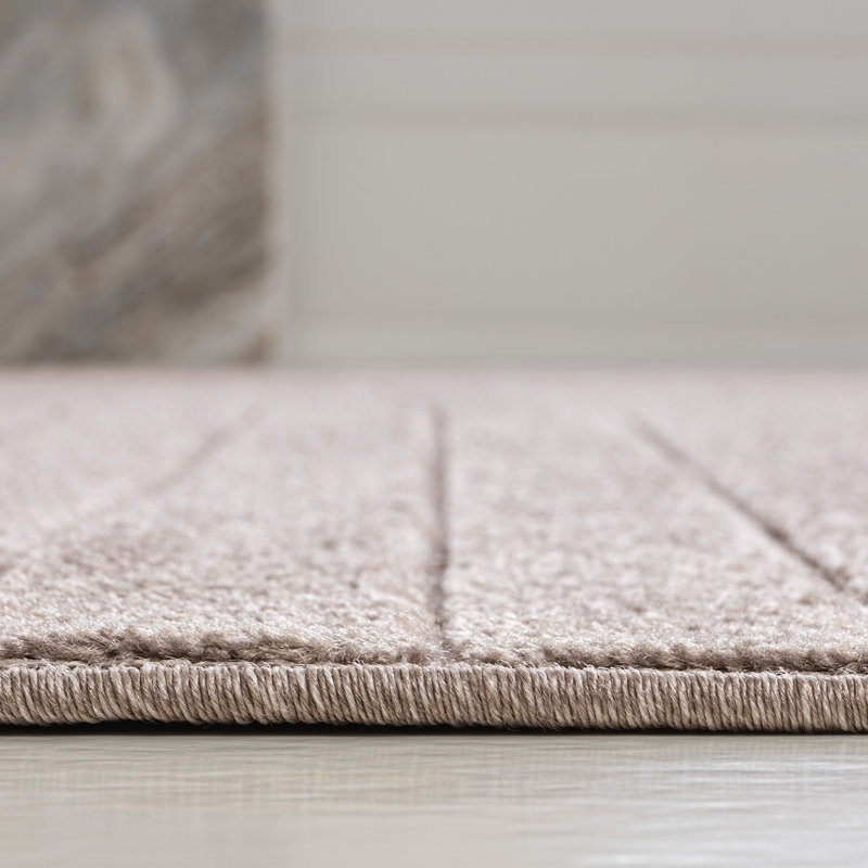 Amnon High-Low Minimalist Angle Geometric Light Taupe Indoor/Outdoor Rug, Rectangle 5'3" x 7'7"