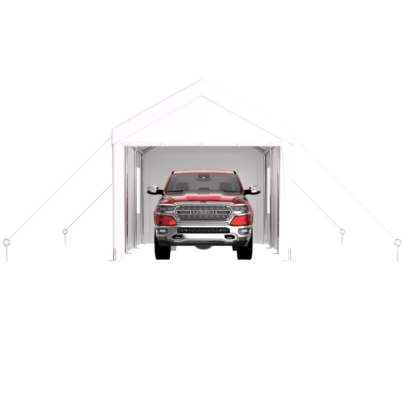 12' X 20' Portable Garage. Galvanized Steel Construction, 2 Doors, 4 Vent Windows. Protected Canopy, Easy Assembly For Car, Truck, Boat, Tools Storage Heavy Duty Car Port Canopy. Pe Canopy Cover,