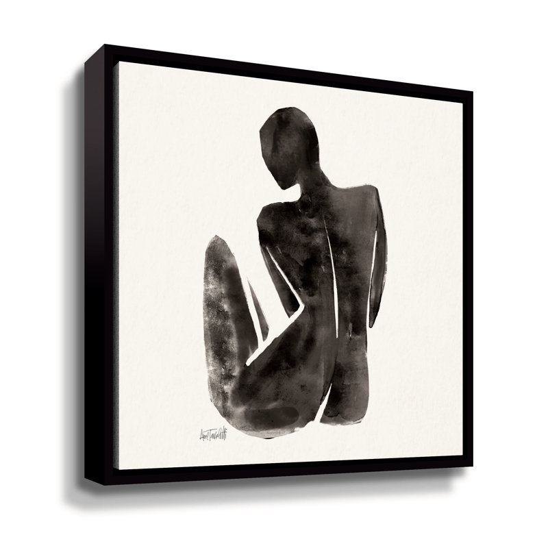«Neutral Nudes II Sq» par Anne Tavoletti, Cadre flottant noir, H 14 po x l 14 po x P 2 po