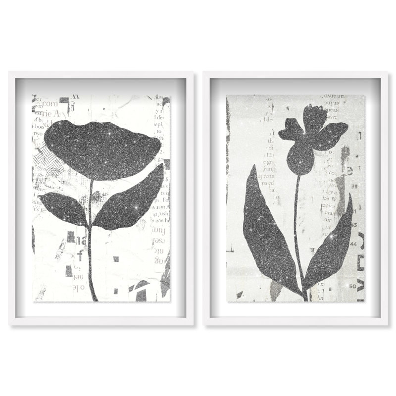 Single Flowers Set Set by Oliver Gal, 63"H x 43"W, White Shadowbox