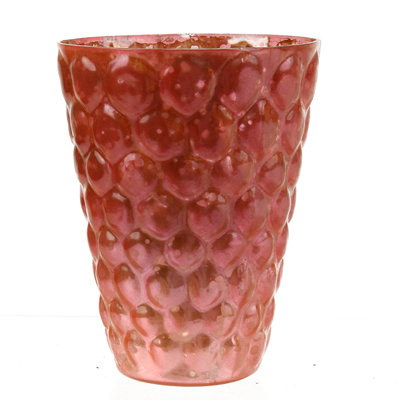 Porte-bougies décoratives en verre mercurisé texturé rose et argenté 4,5 po