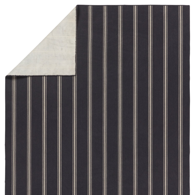 Striped Area Rug in Navy/Ivory, Rectangle 4' x 6'