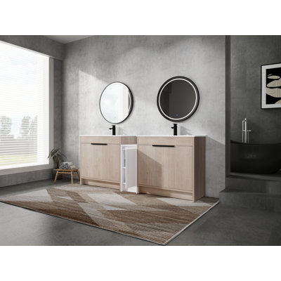 Barrett 84 Inch Freestanding Vanity With Ceramic Sink And Soft-Close Doors