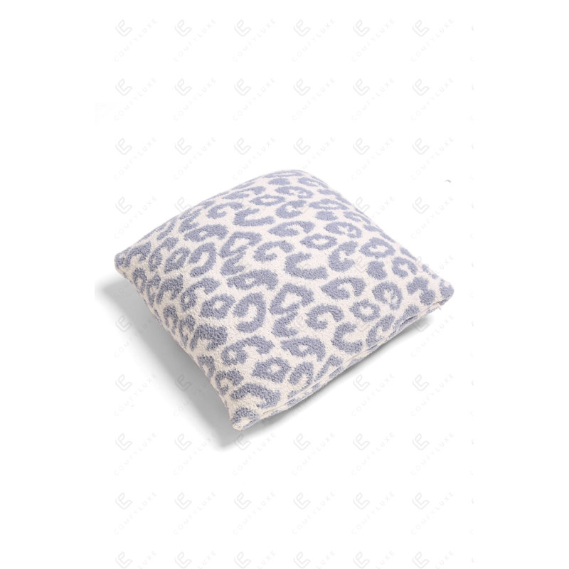 Housse de coussin luxueuse à motif léopard - Bleu, Bleu / blanc