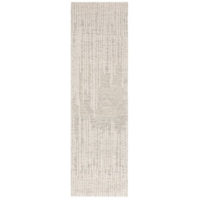 Valeshia Abstract Hand Tufted Wool/Cotton Abstract Rug in Gray/Light Gray/Ivory