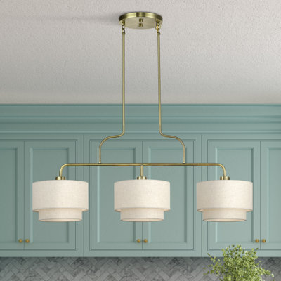 Aselin 3 Light Antique Brass Extra Large Linear Chandelier