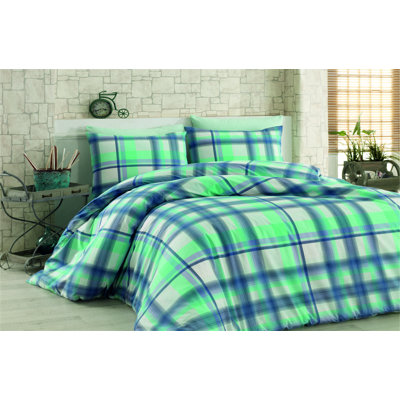 Cotton Plaid Duvet Cover Set