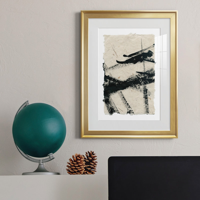 «Lines Crossed II», peinture sur toile encadrée, H 22,5 po x l 30,5 po x P 1,5 po, Or