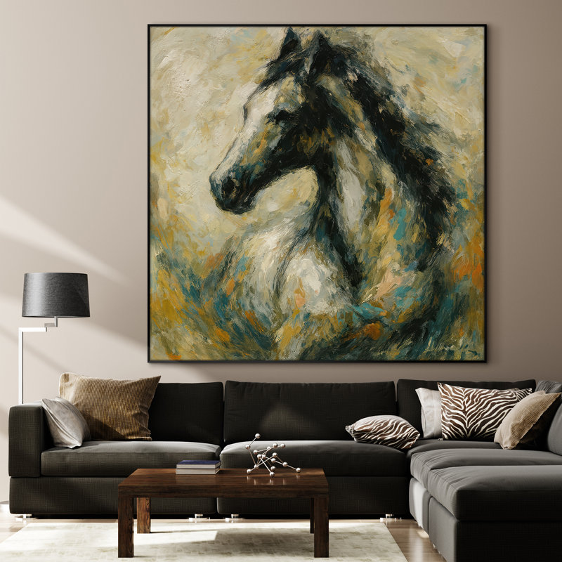Très grand art mural imprimé sur toile - Art animalier rétro pour décoration de salon ou de chambre à coucher - "Assemblage requis du cadre (cadre non fini)"