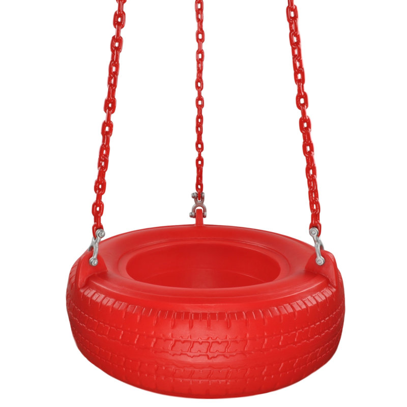 Tire Swing avec chaînes enduites, rouge