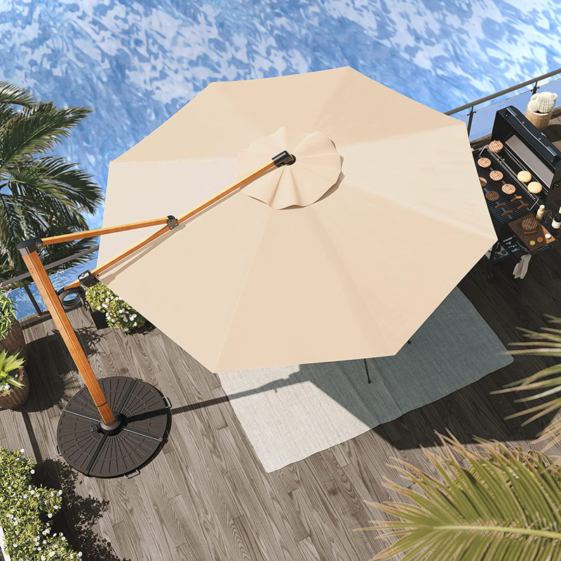 Jaidev 360 Rotation Offset Cantilever Umbrella , 100.8" H x 120" W x 120" D, Beige