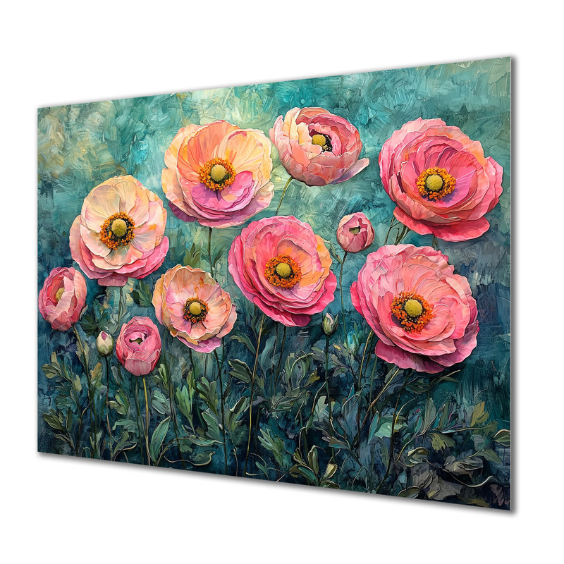 Été symphonie de renoncule champ I - reproduction d'art traditionnelle en métal, art mural en métal Renoncule