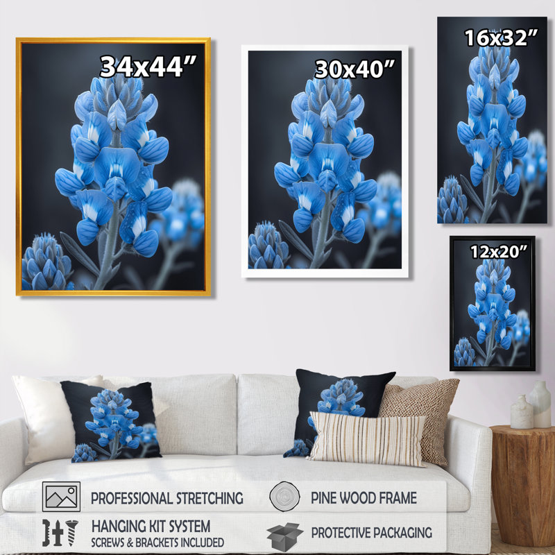 Blue Blue Blue Bonnets Beauty - Blue Bonnets, impression d'art mural, Toile encadrée noire simple