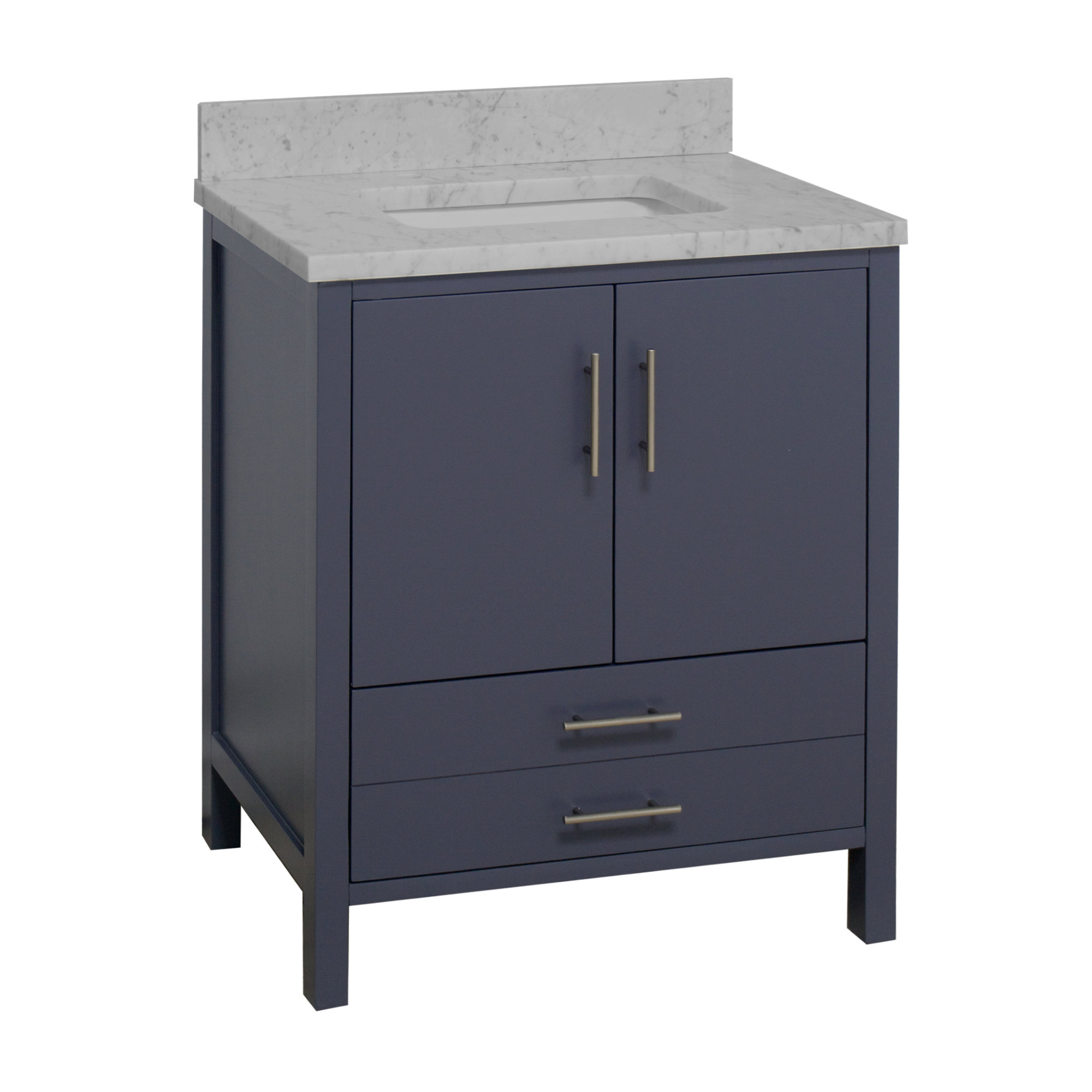 Kiara 30'' Single Bathroom Vanity, Charcoal Gray, Carrara Marble
