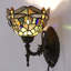 Applique murale Tiffany en verre coloré 8 x 10,5 x 11 pouces pour lampe de chevet dans le couloir (style libellule brun vert jaune)