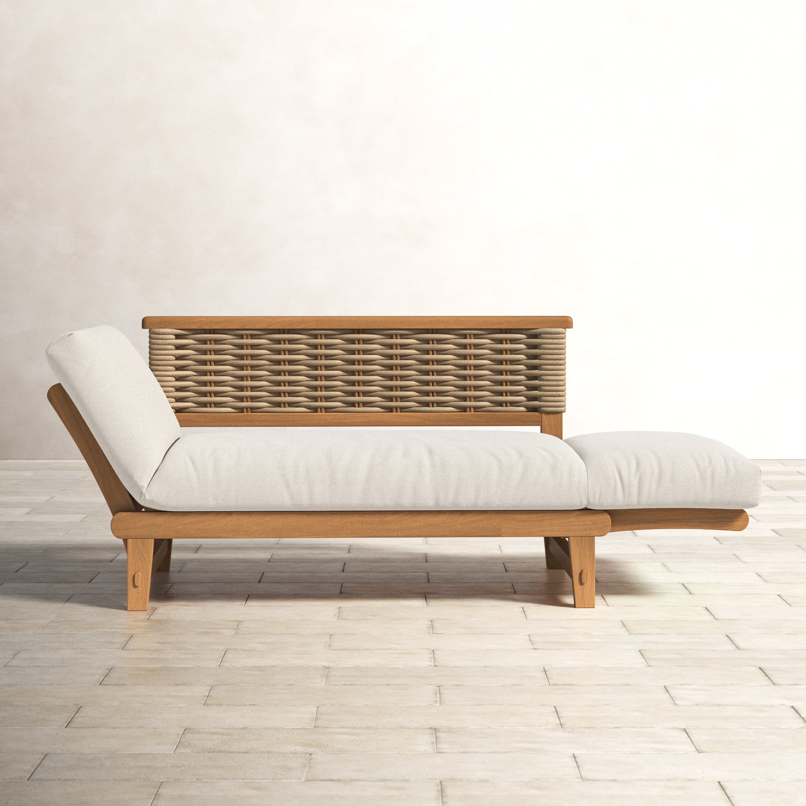 Outdoor teak patio store daybed with cushions