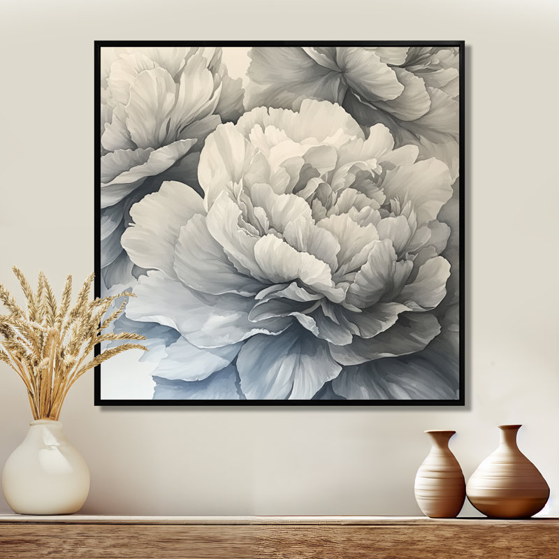 Kinnear - Floral Wall Art, Floater Framed Print, Black, 16" H x 16" W