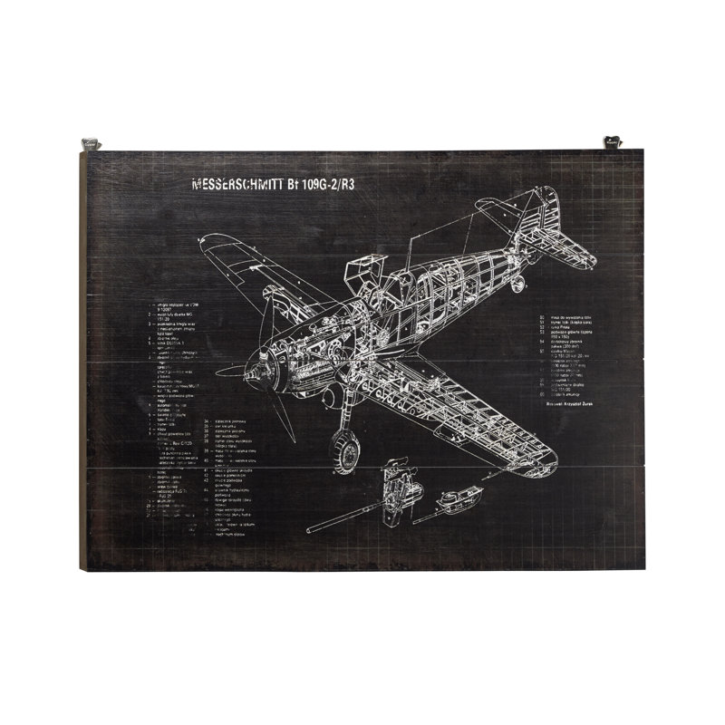 Décoration murale en bois à diagramme d’avion Messerschmitt
