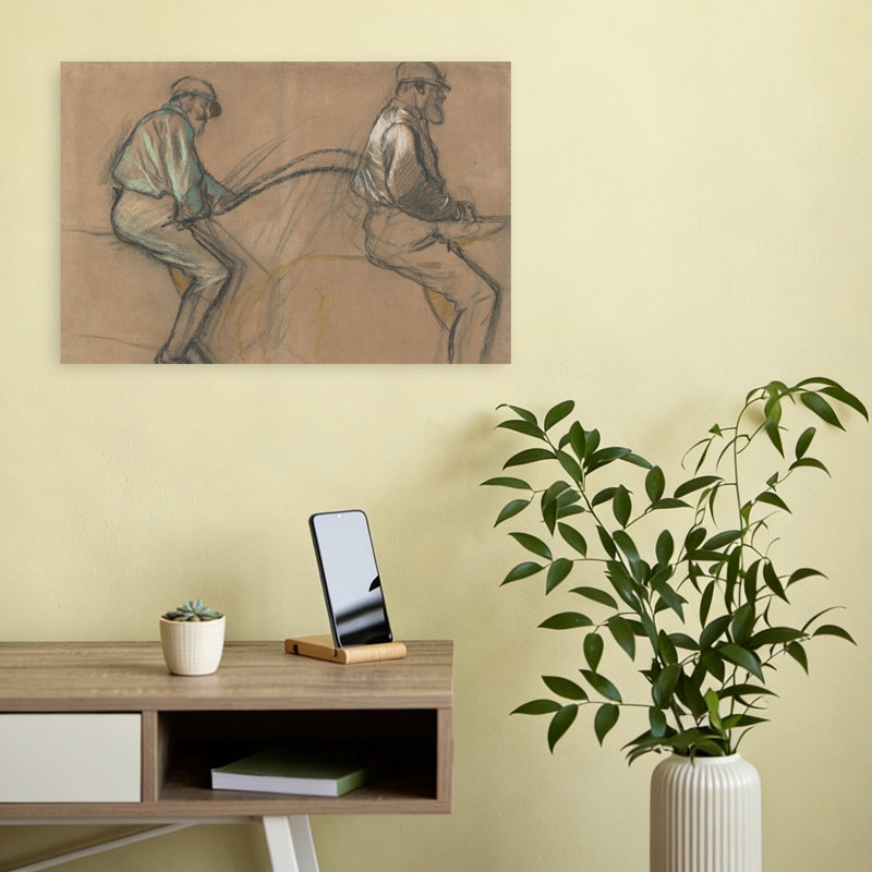 Deux études de jockey, vers 1884. Estampe d'art mural contemporaine abstraite impressionniste représentant un cheval.