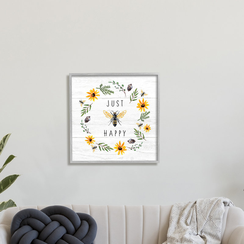 Just Bee Happy - impression, Estampe numérique Farmhouse, H 12 po x l 12 po x P 1,5 po