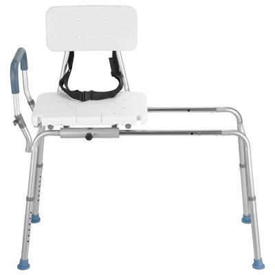 Chaise de douche coulissante, banc de transfert de baignoire d'une capacité de 400 lb pour la baignoire, banc de douche robuste avec accoudoirs et dossier, siège réglable en hauteur pour personnes à mobilité réduite, personnes âgées, personnes handicapées