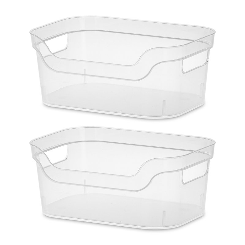 Sterilite 9.5 x 6.5 x 4 Inch Clear Open Storage Bin with Carry Handles (64 Pack)