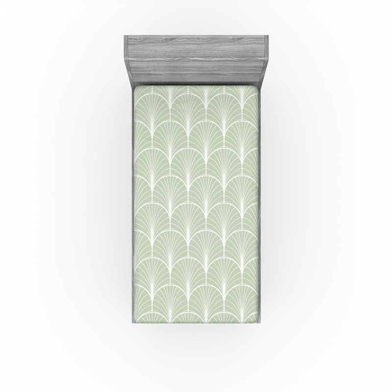 Ensemble de draps-housses pour chambre d'amis, Drap-housse simple TG, Vert pâle / blanc