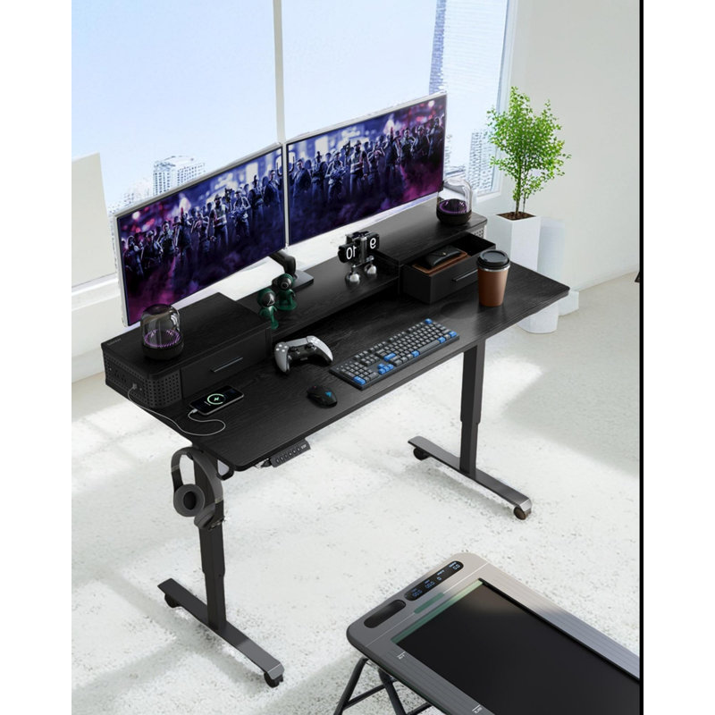 Namiya 51.5‘’H Height Adjustable Rectangle Standing Desk, Black, 51.5" H x 55.1'' W X 23.6'' D