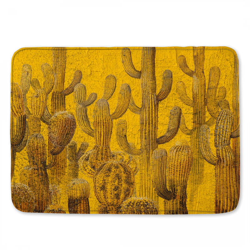 Tapis de bain jaune Cactus Saguaro, L 34 po x L 21 po