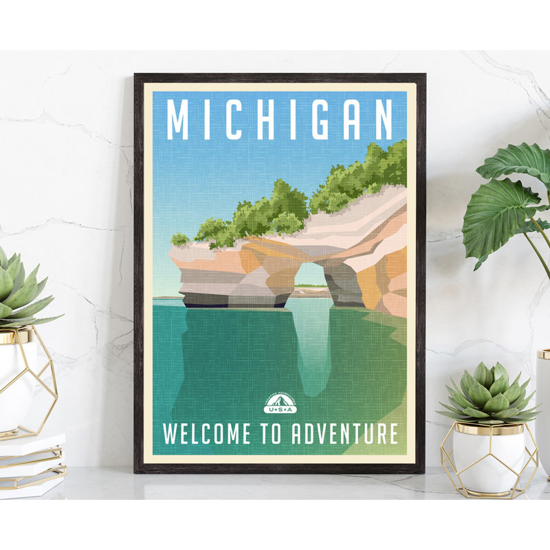 Michigan State Style State, affiche rétro, impression sans cadre, art mural maison et bureau, L 8 po x H 10 po