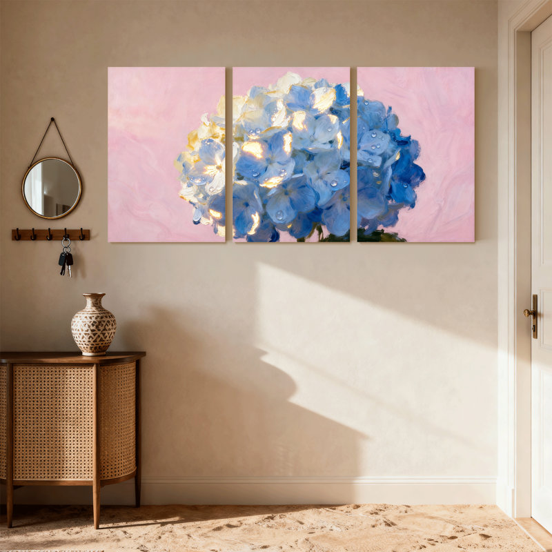 Hortensia, ensemble de 3 impressions sur toile, H 36 po x l 72 po
