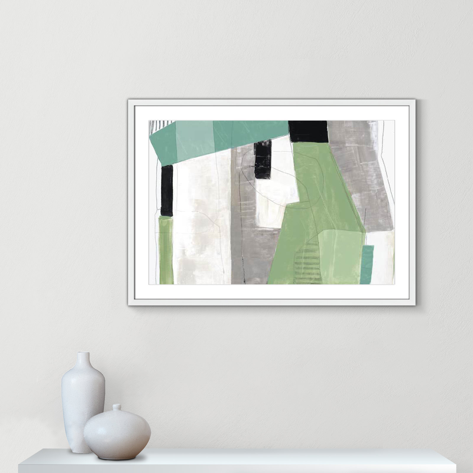 Evergreen Essence Print, 25.5" H x 35.5" W x 1.25" D, White Box Frame - Matted Fine Art Paper Print, White