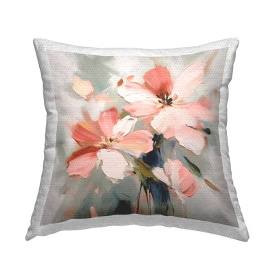 Charming Pink Blossoms Outdoor Printed Pillow by Irena Orlov