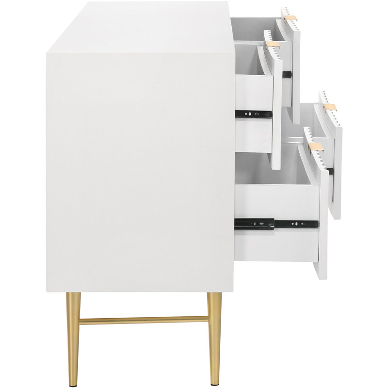 Jayvonni 60'' W 4 - Drawer Dresser, White/Gold
