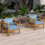 De 4 fauteuils club d'extérieur en bois avec coussins bleus, finition, pour des espaces élégants à long terme