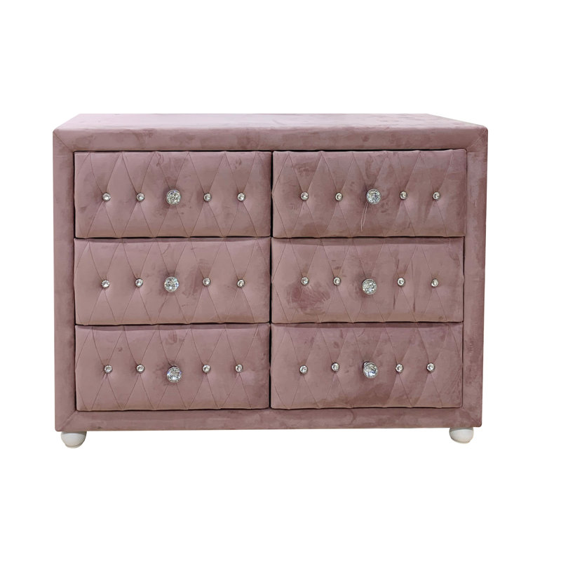 Commode rembourrée avec tiroirs et structure en bois Louie