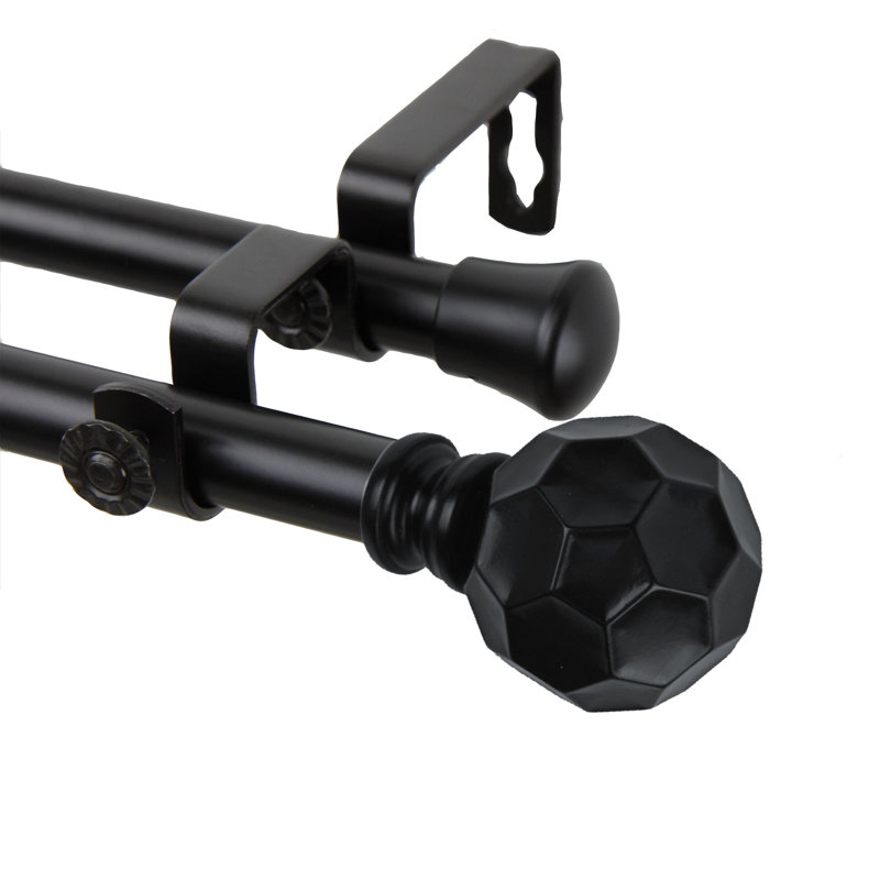 Tringle à rideaux double réglable 0,81 po Campanella, 120” – 170”, Noir