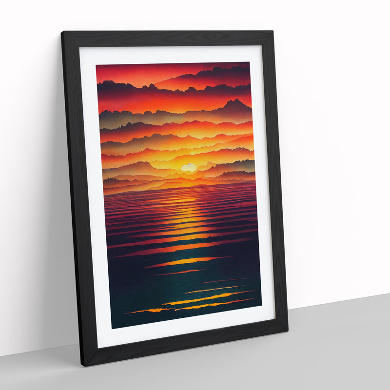 Graceful Ocean Sunset - Single Picture Frame Painting, Black, 64cm H x 46cm W x 2cm D