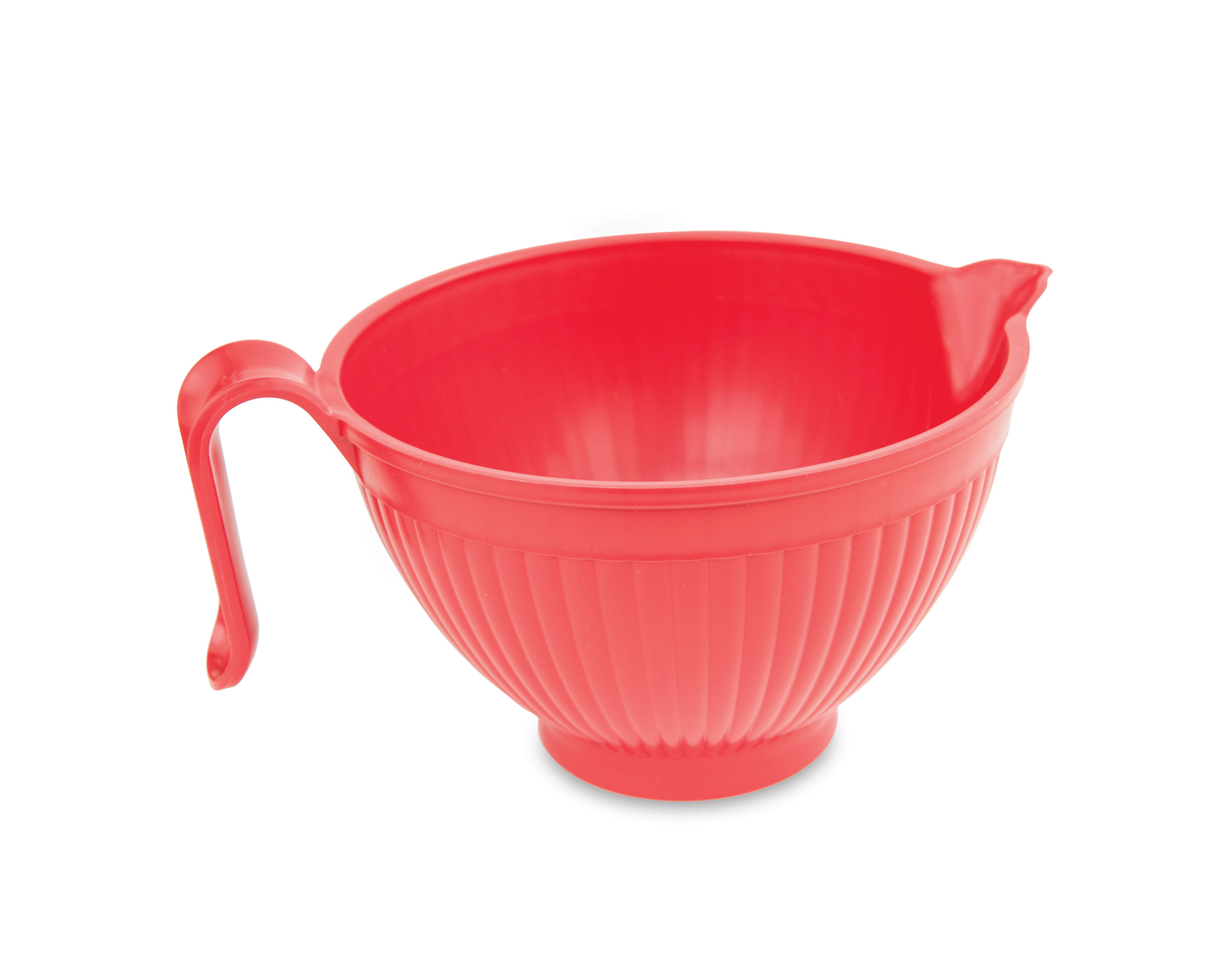 Large Mixing Bowl Set of 2, Plastic Mixing Bowls with Handles & Pour Spout  - Batter Bowl Set Red & White