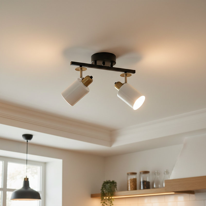 Plafonnier semi-encastré 2 lumières à tête réglable