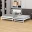 Structure de lit double avec tête de lit, lit double en bois avec lit gigogne réglable-1143257065