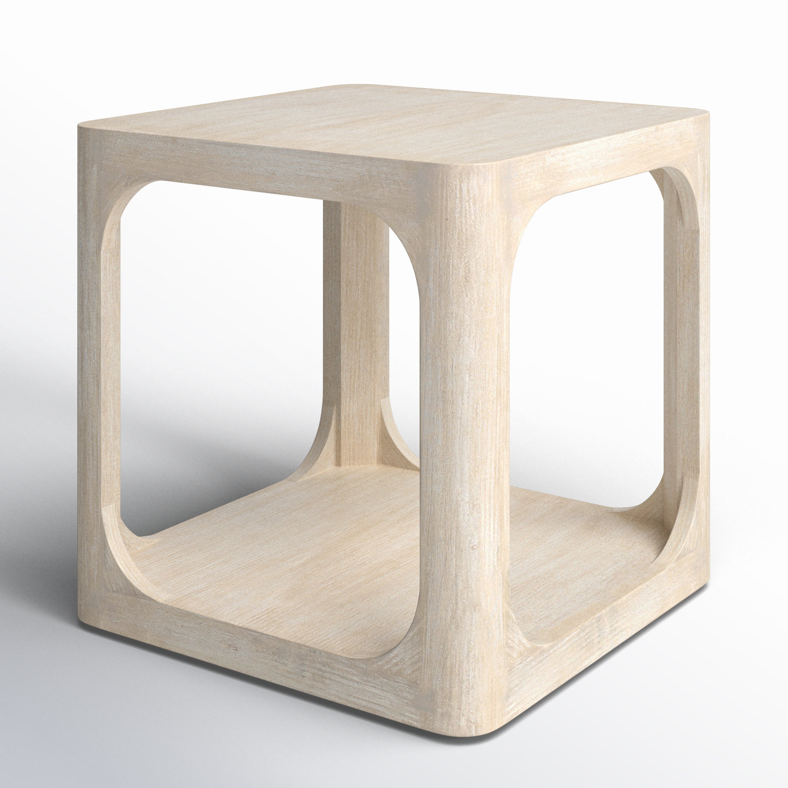 Sybil Solid Wood End Table, Beige, 22" x 22"