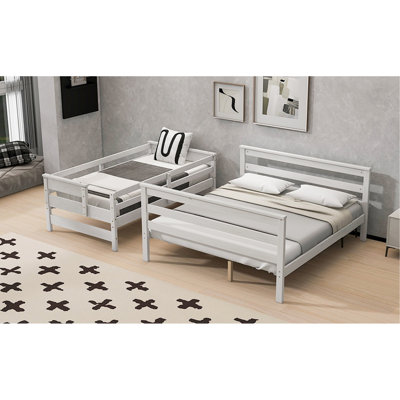 Wood Twin Xl Over Queen Bunk Bed With Ladder, White
