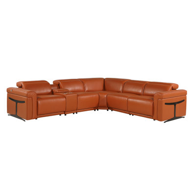 Suhur 6 - Piece Top Grain Italian Leather Power Reclining Sectional