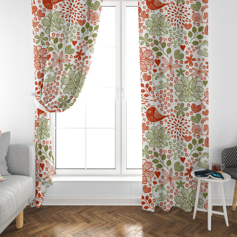 Paire de rideaux obscurcissant Driskell, Rouge / vert, L 40 po x H 82 po