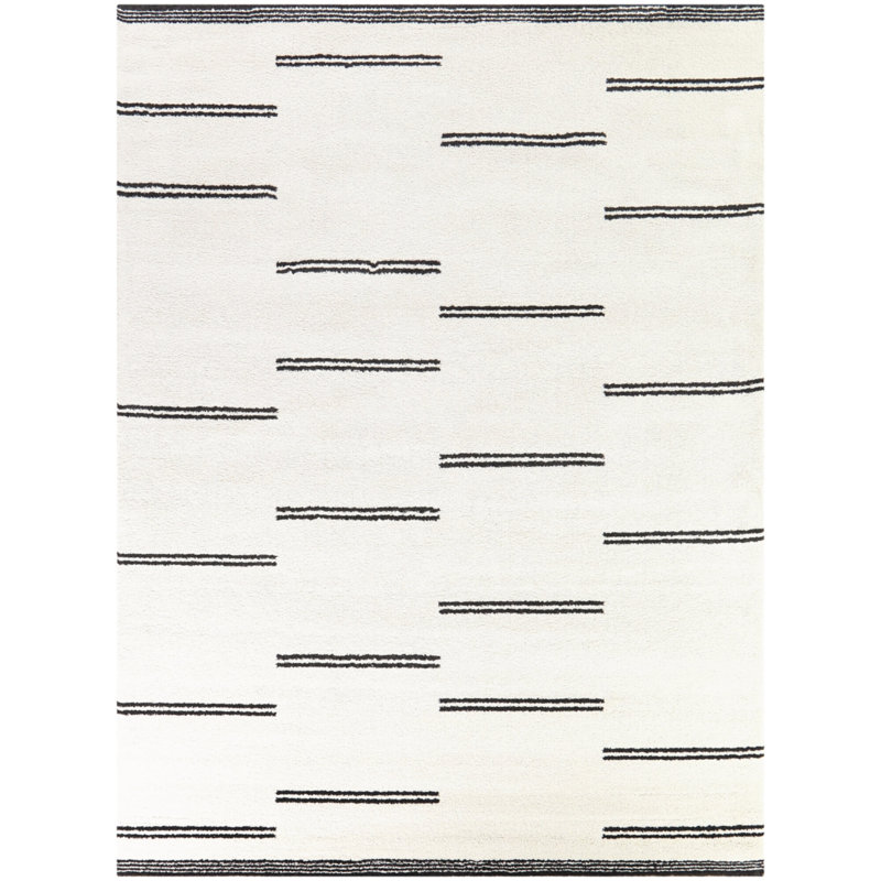 Roika Performance Geometric Ivory Rug, Rectangle 6'7" x 9'